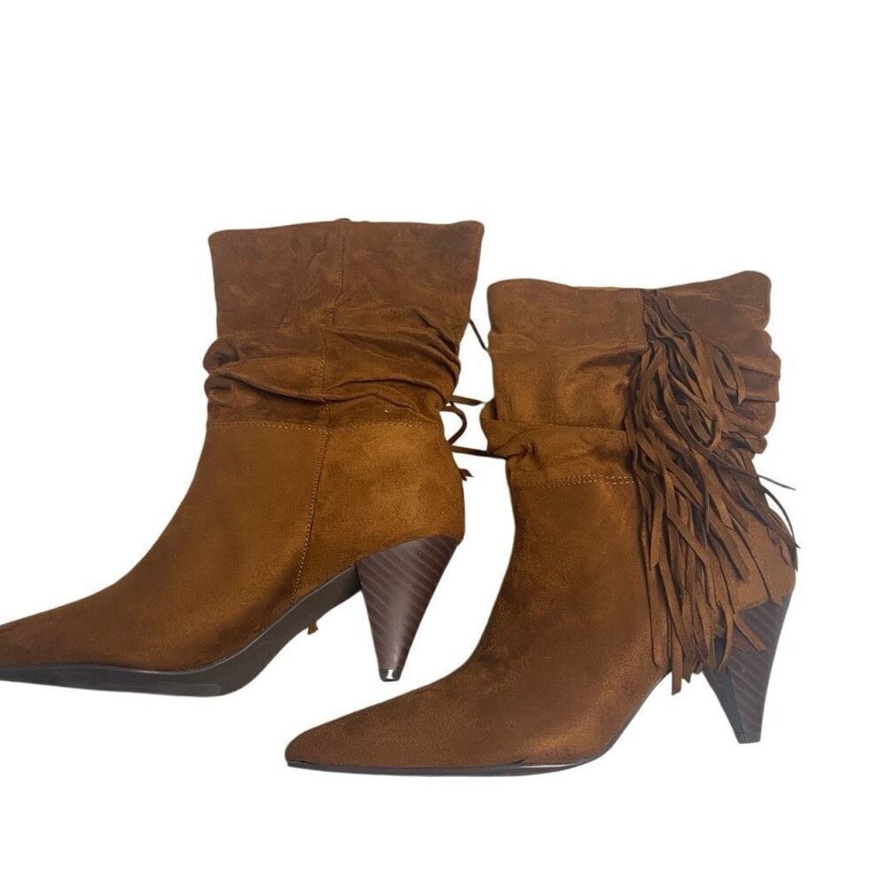 JUST‎ FAB Women’s Sanna Heeled Boots Size 7 Camel NEW WITH DEFECTS
